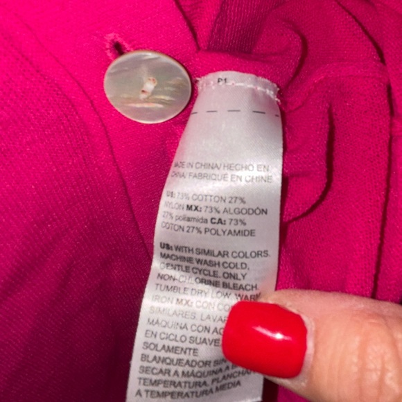 Chico's size 2 large Women's 3-Button Cardigan Sweater Pink - Picture 5 of 7